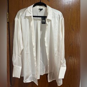 Torrid Cream Satin Button-Up Blouse NWT!!